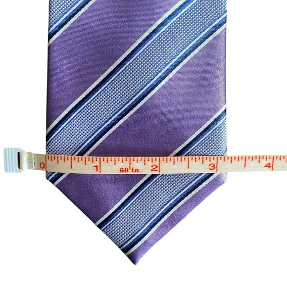 Vintage Yves Saint Laurent YSL Silk Tie Striped Italy Lavender Purple Blue White - Picture 7 of 9